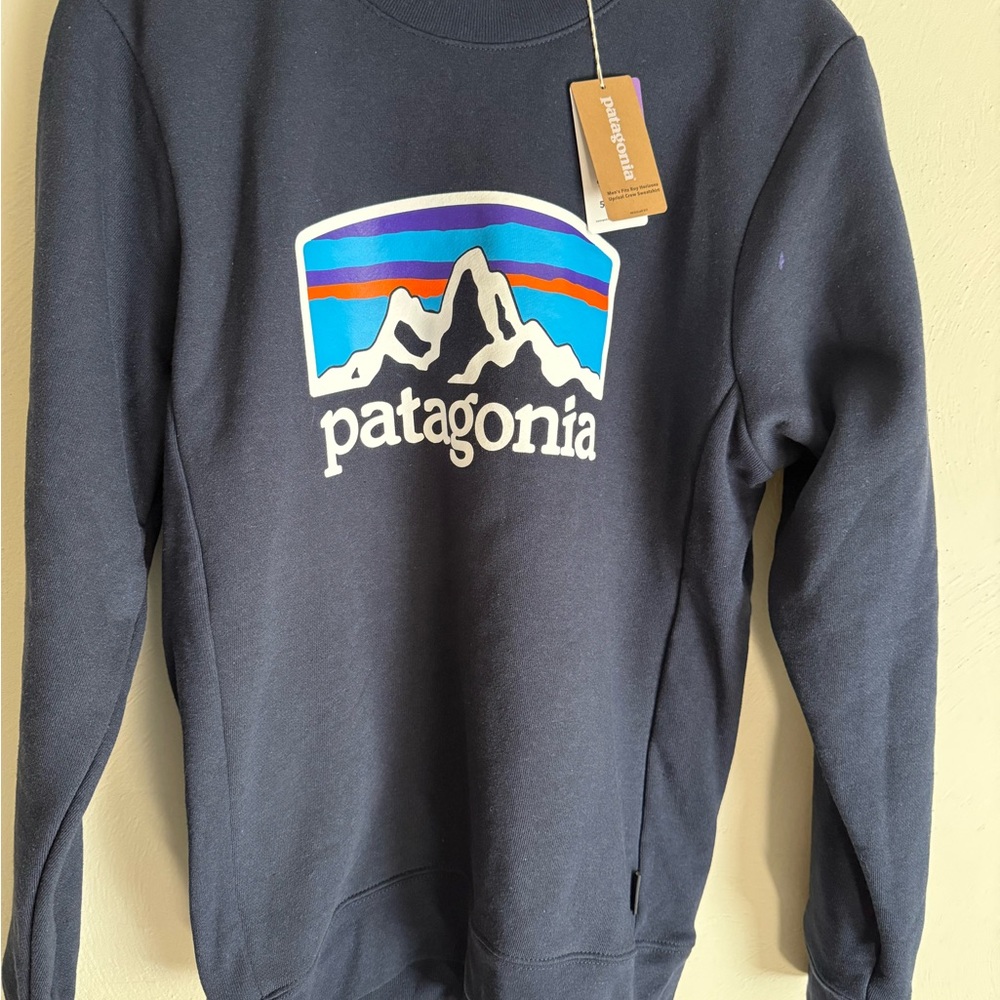 XS Patagonia Blue Crewneck Sweater with Iconic Logo - Picture 3 of 12
